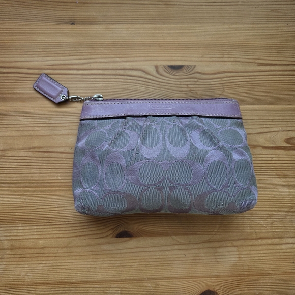 Coach Handbags - Coach Small Signature Zip Pouch in Lavender and Sage